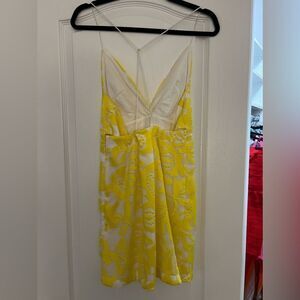 MAEVE by Anthropologie tight yellow and white detailed dress